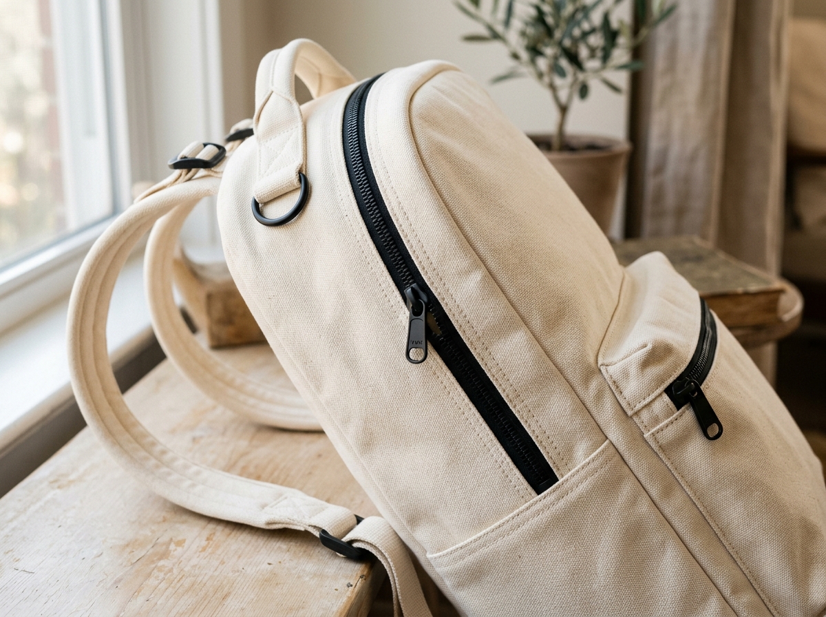 Detail shot of VoyageCore travel bag materials
